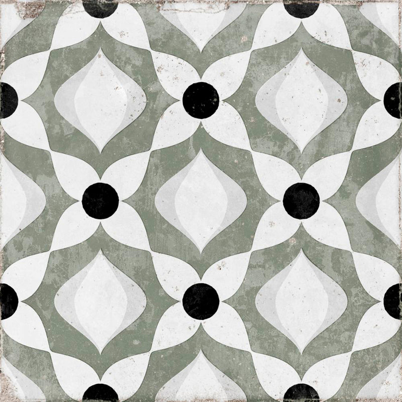 Atlantique Nantes Olive Wall Tile - Wall Or Floor Mount - 7.9 x 7.9" Porcelain/Matt Earthy Green