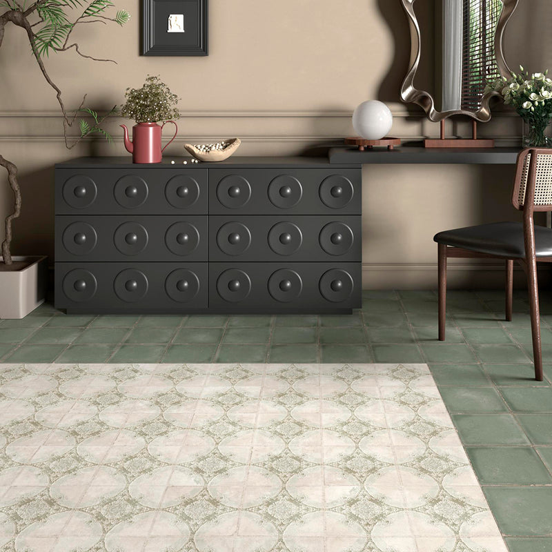 Atlantique Saint-Michel Olive Wall Tile -Wall Or Floor Mount - 7.9 x 7.9" Porcelain/Matt Earthy Green