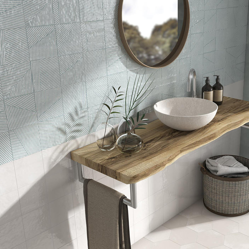 Berlin Wall Tile - Wall Or Floor Mount - 5.8 x 5.8" Porcelain/Gloss White