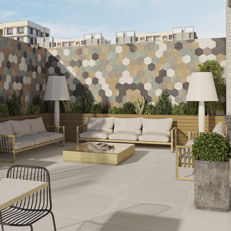 Berlin Exa Wall Tile - Wall Or Floor Mount - 8.5 x 9.8" Porcelain/Matt Terra