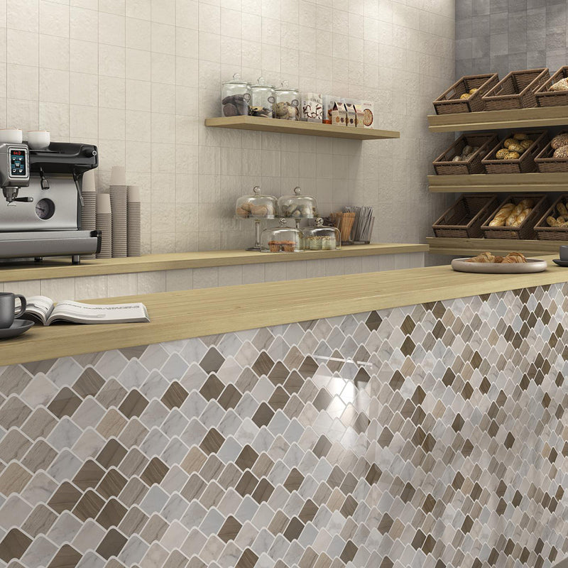 Berlin Wall Tile - Wall Or Floor Mount - 5.8 x 5.8" Porcelain/Matt White