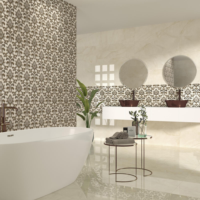 Cremabella Wall Tile - Wall Mount - 35.4 x 11.8" Ceramic/Cream