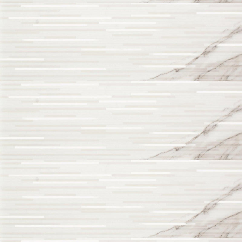 Carezza Lux Wall Tile - Wall Mount - 35.4 x 11.8" Ceramic/Gloss White