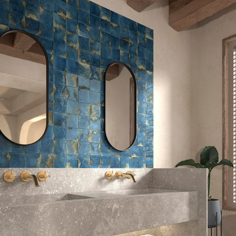 Granadella Marino Wall Tile - Wall Or Floor Mount - 4.5 x 4.5" Porcelain/Gloss Deep Blue