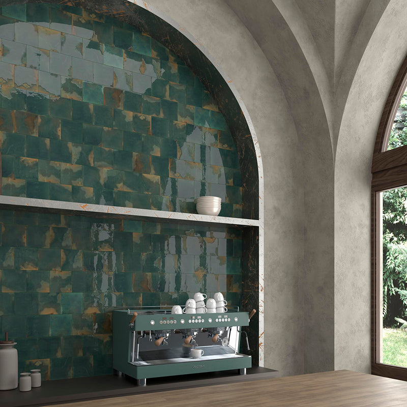 Granadella Esmeralda Wall Tile - Wall Or Floor Mount - 4.5 x 4.5" Porcelain/Gloss Deep Green