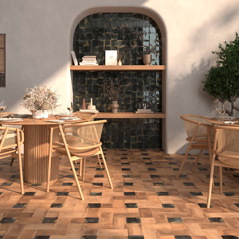 Granadella Carbon Wall Tile - Wall Or Floor Mount - 4.5 x 4.5" Porcelain/Gloss Dark