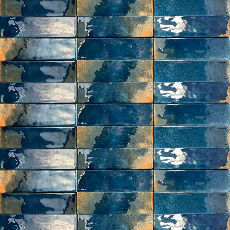 Granadella Marino Wall Tile - Wall Or Floor Mount - 2.5 x 8.8" Porcelain/Gloss Deep Blue