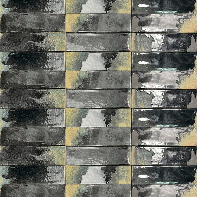 Granadella Carbon Wall Tile - Wall Or Floor Mount - 2.5 x 8.8" Porcelain/Gloss Dark