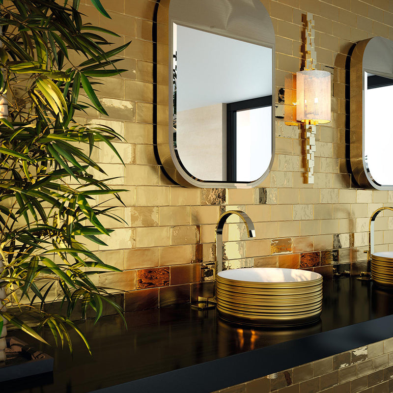 Grace Mosaic Wall Tile - Wall Mount - 11.8 x 11.8" Ceramic/Metallic Gold/ $ 108.00 Price Per Piece