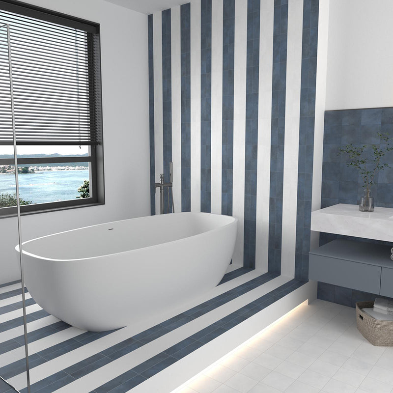 Greenland Cobalt Anti-Slip Wall Tile - Wall Or Floor Mount - 5.8 x 5.8" Porcelain/Matt Blue