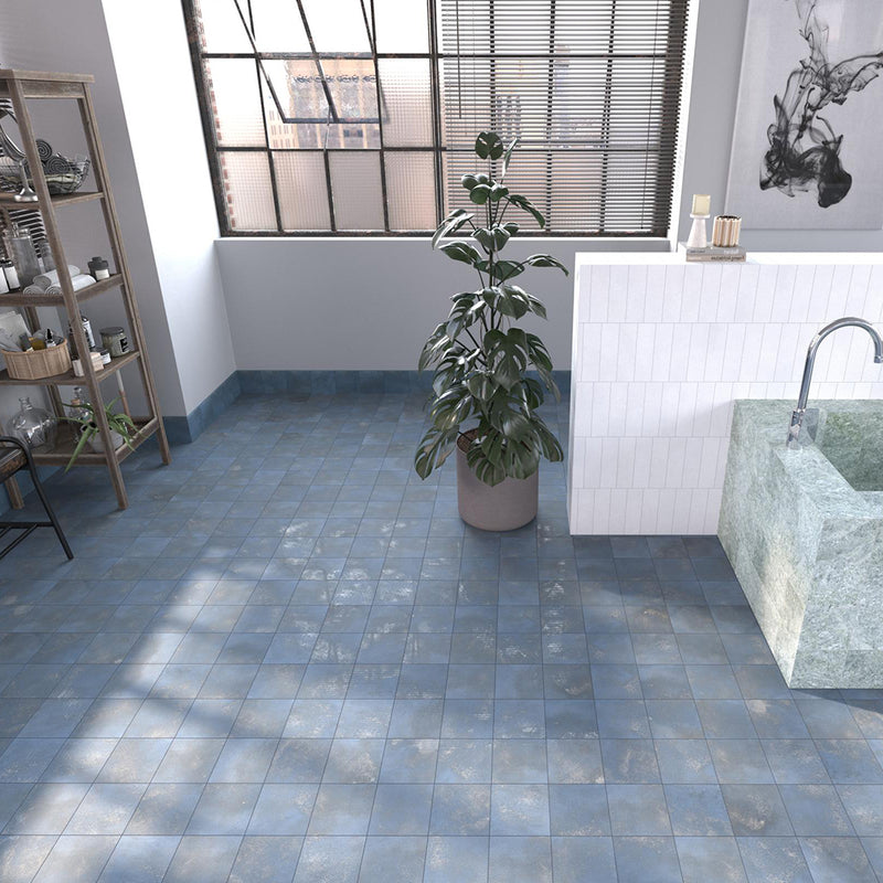 Greenland Cobalt Anti-Slip Wall Tile - Wall Or Floor Mount - 5.8 x 5.8" Porcelain/Matt Blue