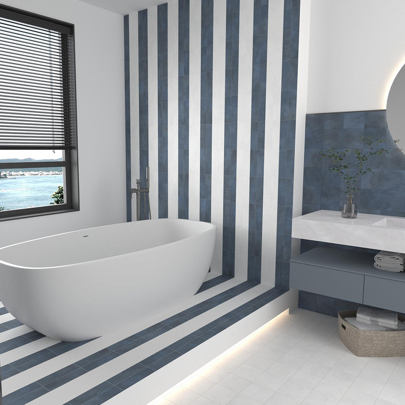 Greenland Frost Wall Tile - Wall Or Floor Mount - 8.8 x 2.5" Porcelain/Gloss White