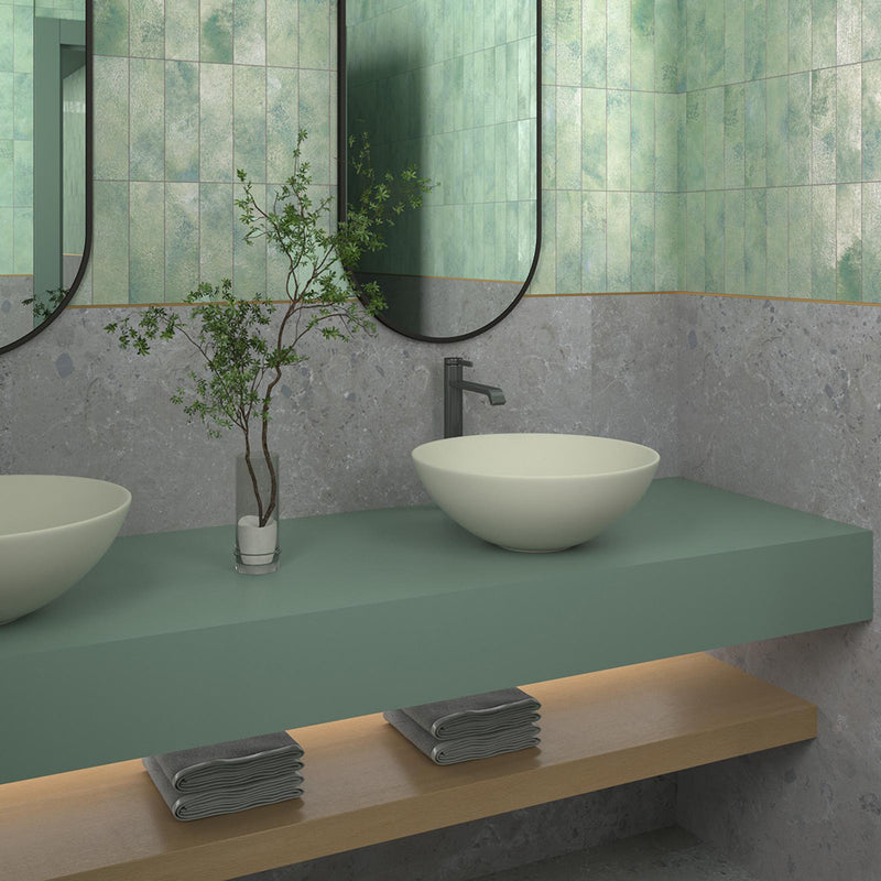 Greenland Boreal Wall Tile - Wall Or Floor Mount - 8.8 x 2.5" Porcelain/Gloss Green