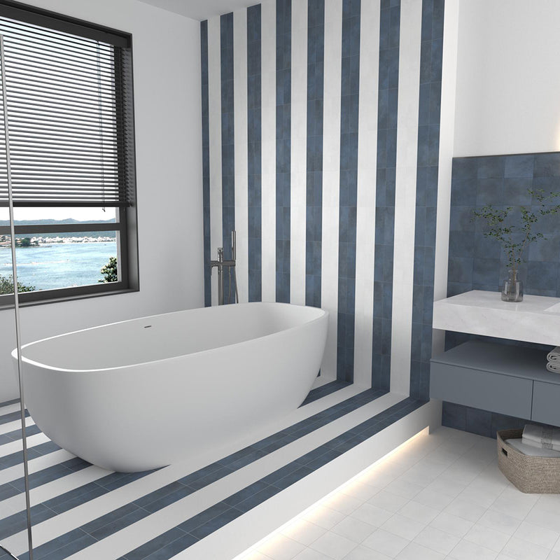 Greenland Frost Wall Tile - Wall Or Floor Mount - 8.8 x 2.5" Porcelain/Matt White