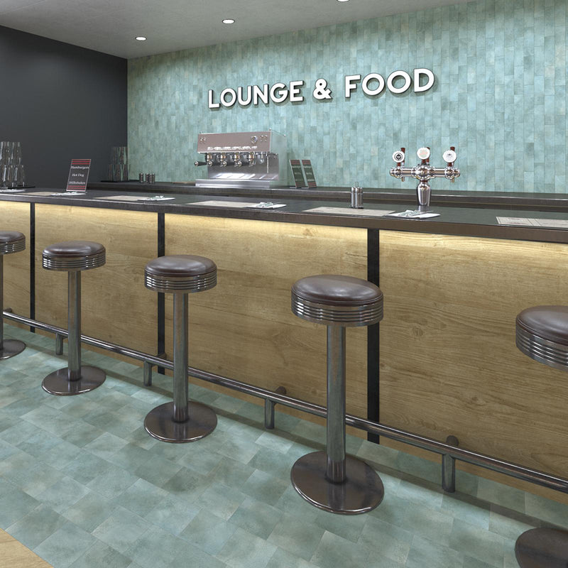 Greenland Teal Wall Tile - Wall Or Floor Mount - 8.8 x 2.5" Porcelain/Matt