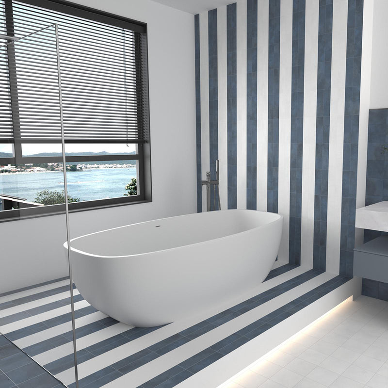 Greenland Cobalt Wall Tile - Wall Or Floor Mount - 8.8 x 2.5" Porcelain/Matt