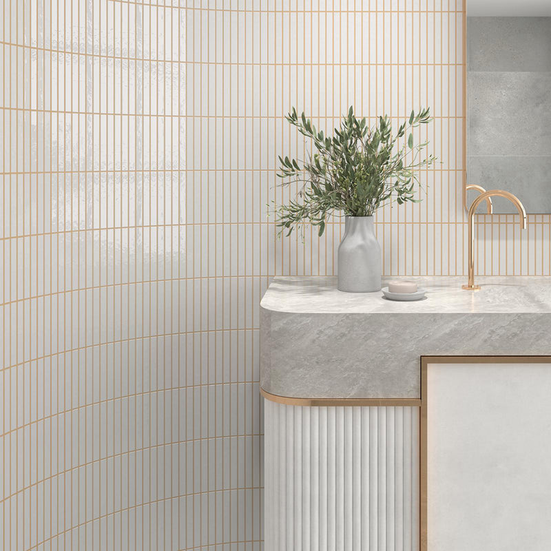 Kit-Kat Mosaic Wall Tile - Wall Mount - 4.5 x 9.1" Porcelain/Glossy Snow