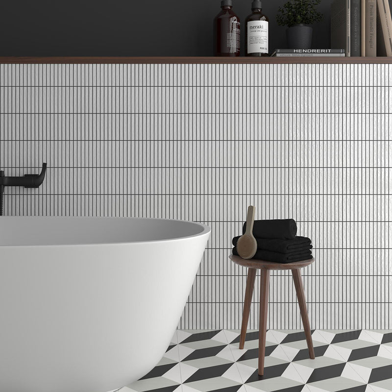 Kit-Kat Mosaic Wall Tile - Wall Mount - 4.5 x 9.1" Porcelain/Glossy Snow