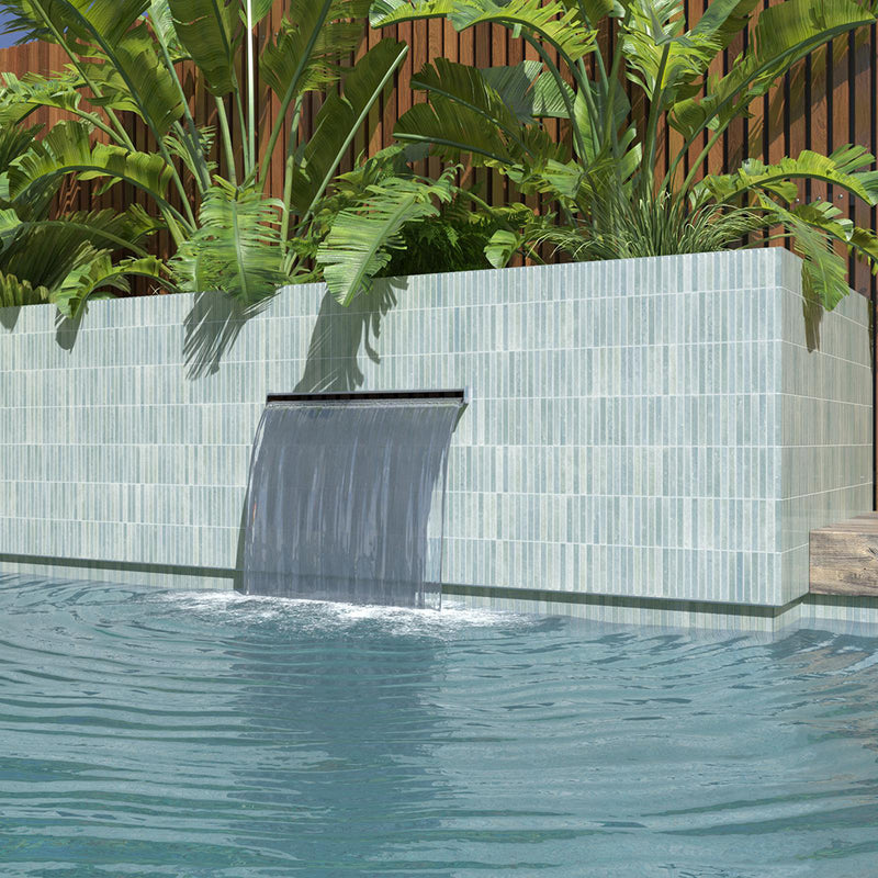 Kit-Kat Mosaic Wall Tile - Wall Mount - 4.5 x 9.1" Porcelain/Glossy Water - Piece : 0.29 SqFt = $ 16.00 / Box: 6.86 Sqft = $ 110.00 - Pieces Per Box: 24 Units