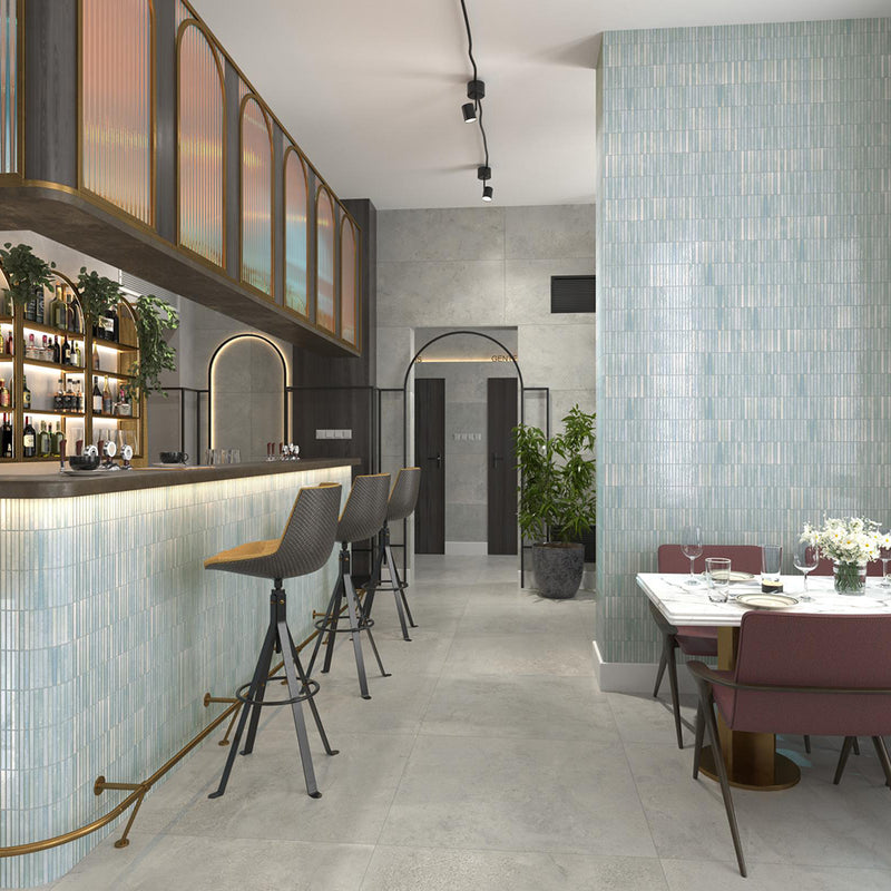 Kit-Kat Mosaic Wall Tile - Wall Mount - 4.5 x 9.1" Porcelain/Glossy Water