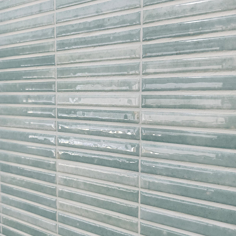 Kit-Kat Mosaic Wall Tile - Wall Mount - 4.5 x 9.1" Porcelain/Glossy Water