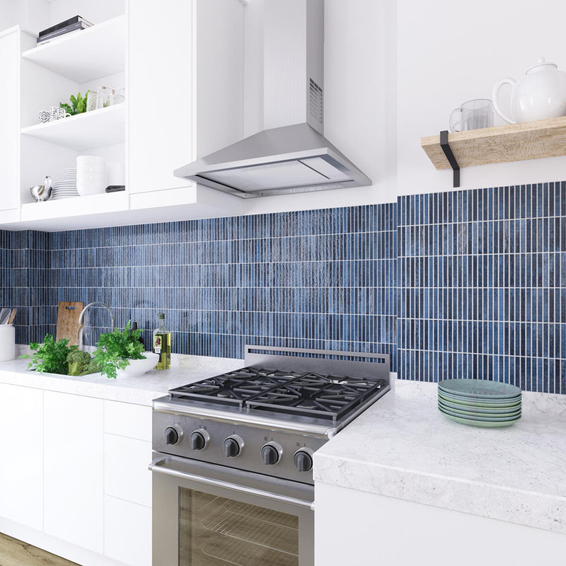 Kit-Kat Mosaic Wall Tile - Wall Mount - 4.5 x 9.1" Porcelain/Glossy Ocean