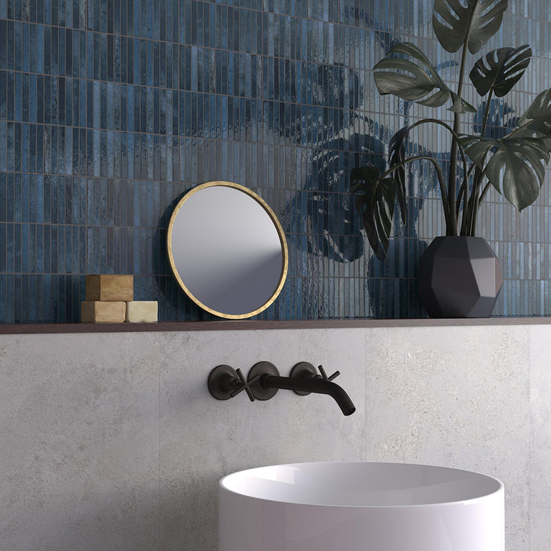 Kit-Kat Mosaic Wall Tile - Wall Mount - 4.5 x 9.1" Porcelain/Glossy Ocean