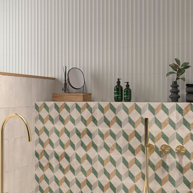 Milano Gesso Wall Tile - Wall Mount - 9.4 x 2.7" White Body/Matt Eggshell