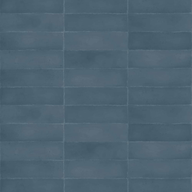 Milano Blu Wall Tile - Wall Mount - 9.4 x 2.7" White Body/Matt Deep Blue