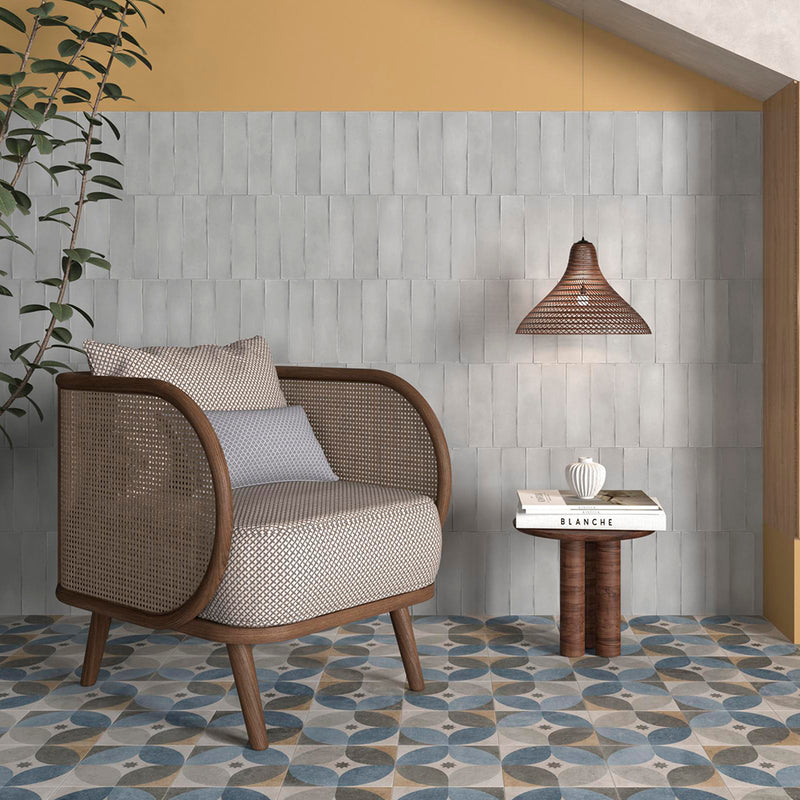 Milano Grigio Wall Tile - Wall Mount - 9.4 x 2.7" White Body/Matt Soft Gray