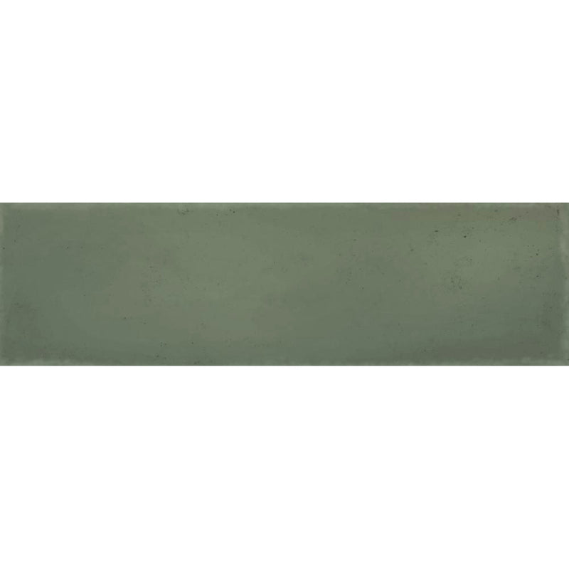 Milano Bosco Wall Tile - Wall Mount - 9.4 x 2.7" White Body/Matt Deep Green