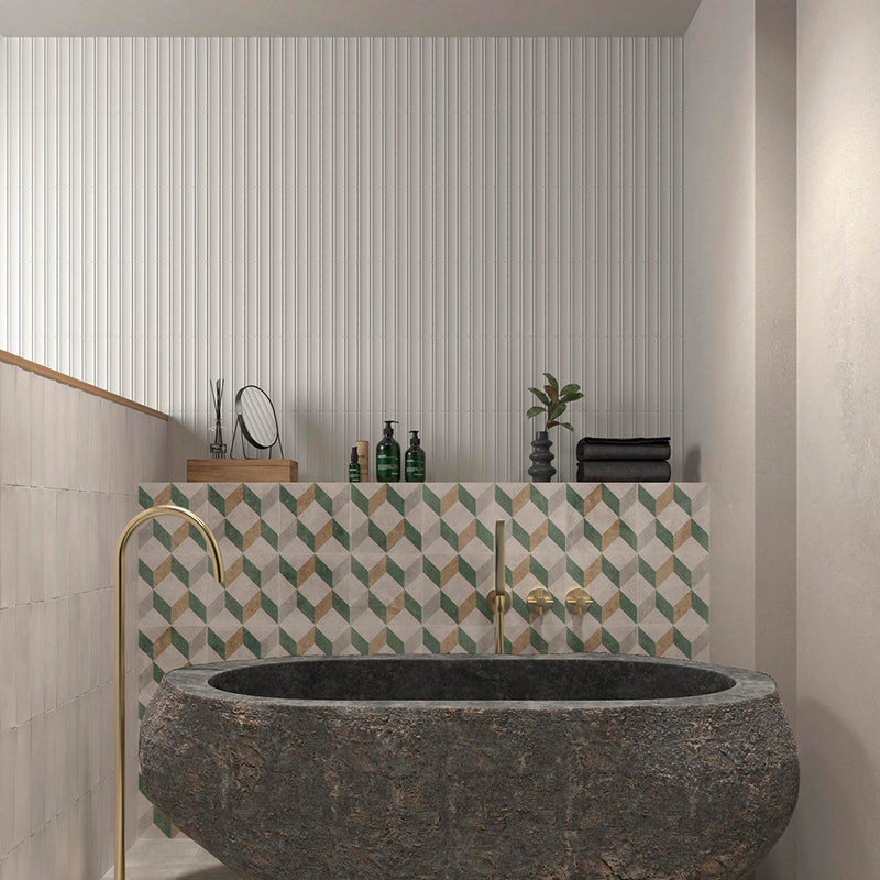 Milano Scala Gesso Wall Tile - Wall Mount - 9.1 x 4.5" Porcelain/Matt Eggshell