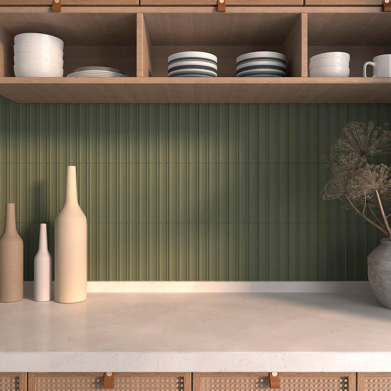 Milano Scala Bosco Wall Tile - Wall Mount - 9.1 x 4.5" Porcelain/Matt Deep Green