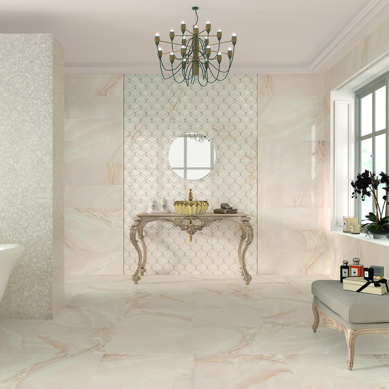 Selene Light Wall Tile - Wall Mount - 35.4 x 11.8" Ceramic/Gloss Ivory