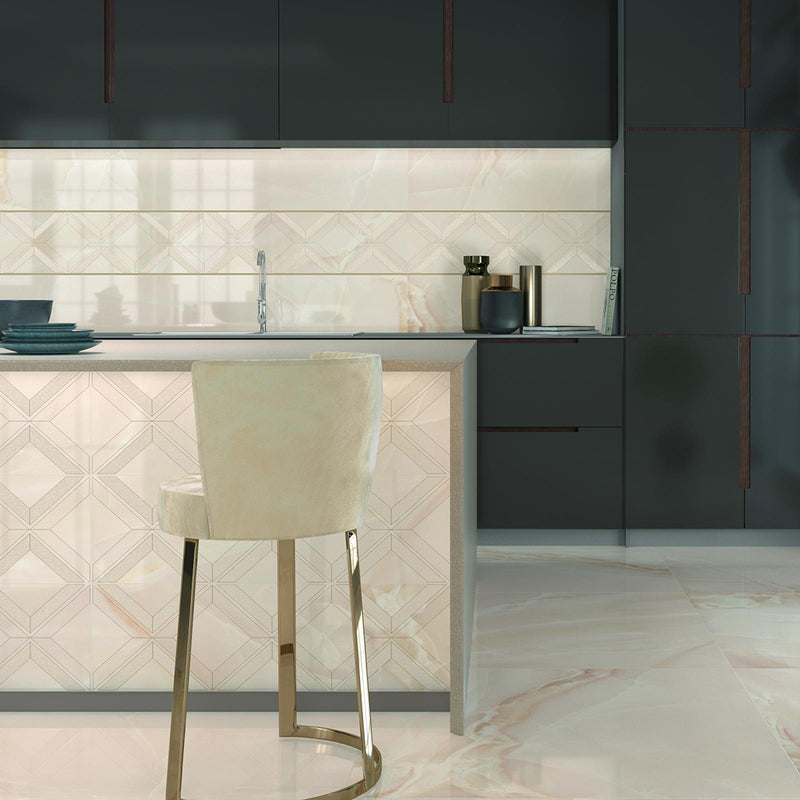 Selene Light Wall Tile - Wall Mount - 35.4 x 11.8" Ceramic/Gloss Ivory