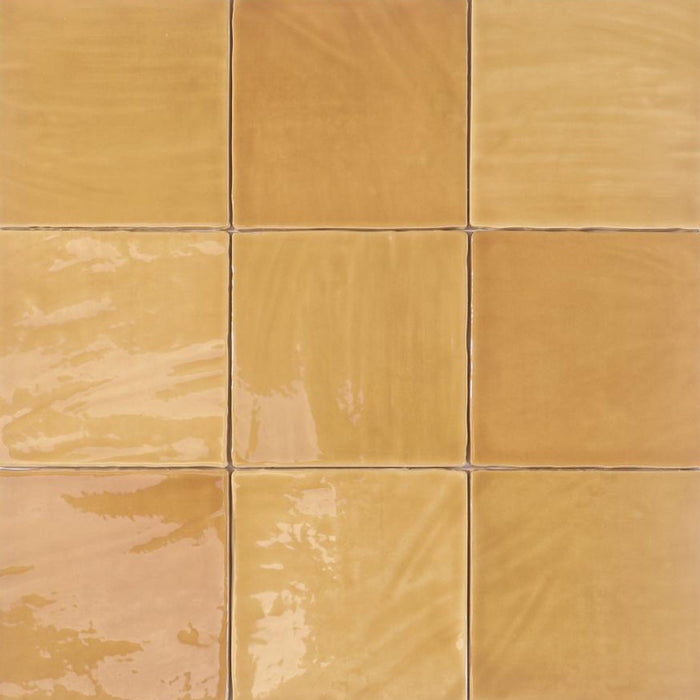 Tabarca Wall Tile - Wall Mount - 5.9 x 5.9" Ceramic/Gloss Honey - Piece : 0.24 SqFt = $ 6.50 / Box: 9.69 Sqft = $ 63.00 - Pieces Per Box: 40 Units