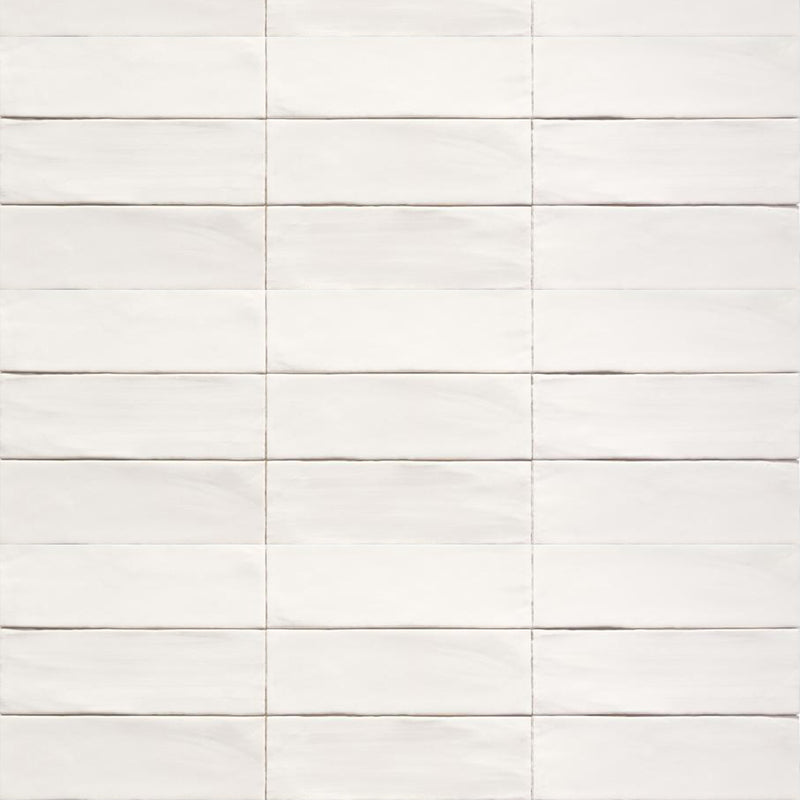 Tabarca Wall Tile - Wall Mount - 9.1 x 3" Ceramic/Matt White
