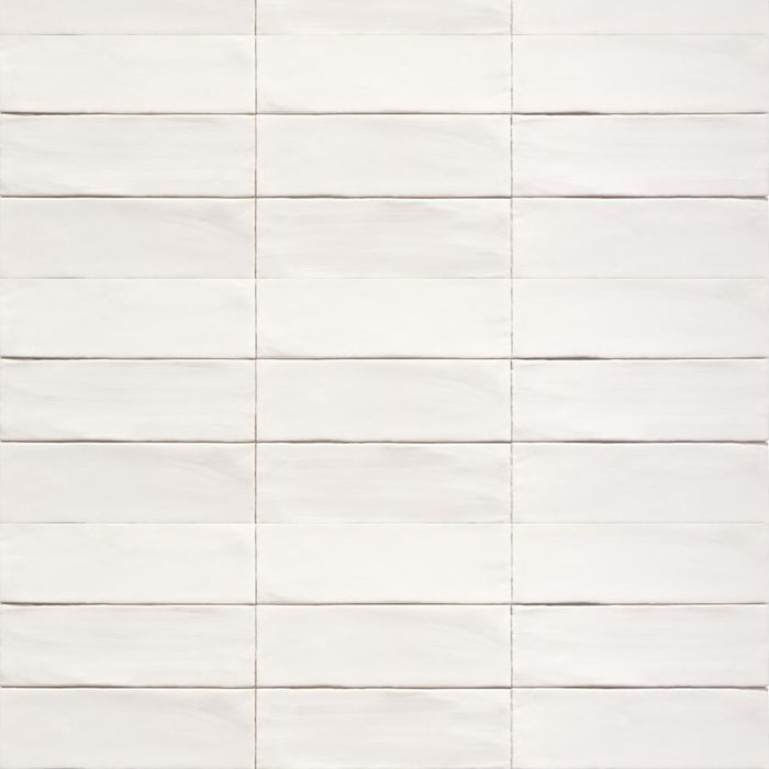 Tabarca Wall Tile - Wall Mount - 9.1 x 3" Ceramic/Matt White - Piece : 0.18 SqFt = $ 6.50 / Box: 5.18 Sqft = $ 34.00 - Pieces Per Box: 28 Units