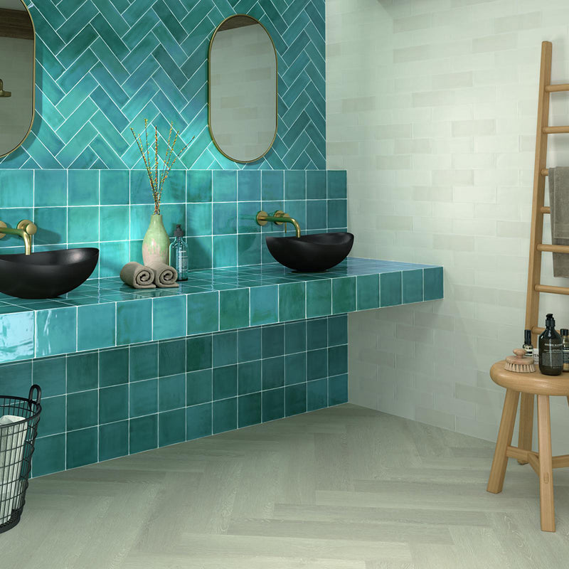 Tabarca Wall Tile - Wall Mount - 9.1 x 3" Ceramic/Matt White