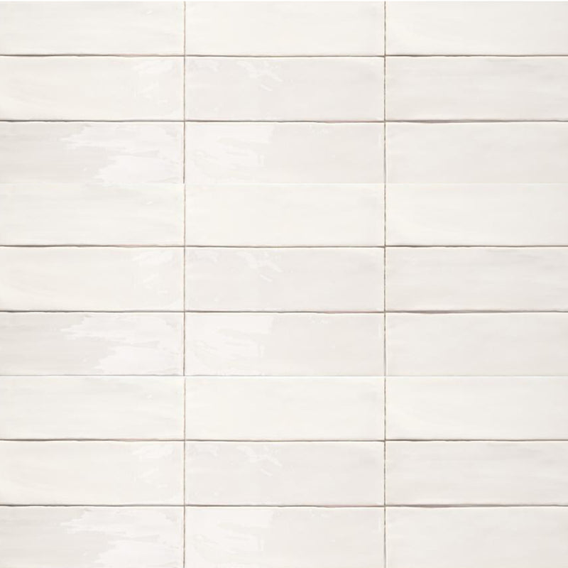 Tabarca Wall Tile - Wall Mount - 9.1 x 3" Ceramic/Gloss White