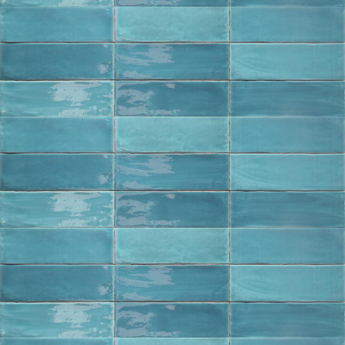 Tabarca Wall Tile - Wall Mount - 9.1 x 3" Ceramic/Gloss Blue - Piece : 0.19 SqFt = $ 6.50 / Box: 5.2 Sqft = $ 34.00 - Pieces Per Box: 28 Units