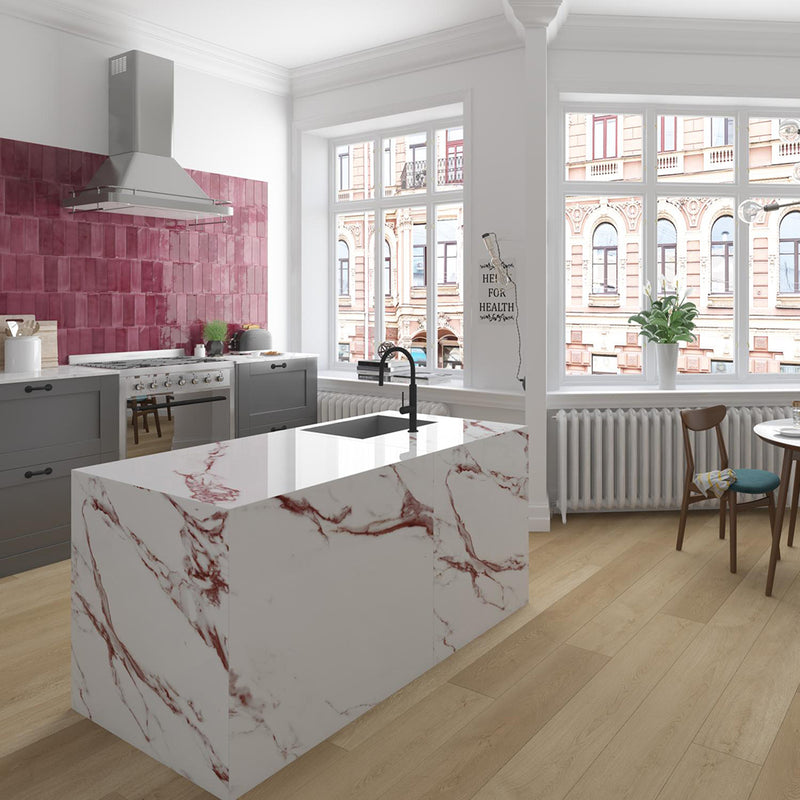 Tabarca Wall Tile - Wall Mount - 9.1 x 3" Ceramic/Gloss Maroon