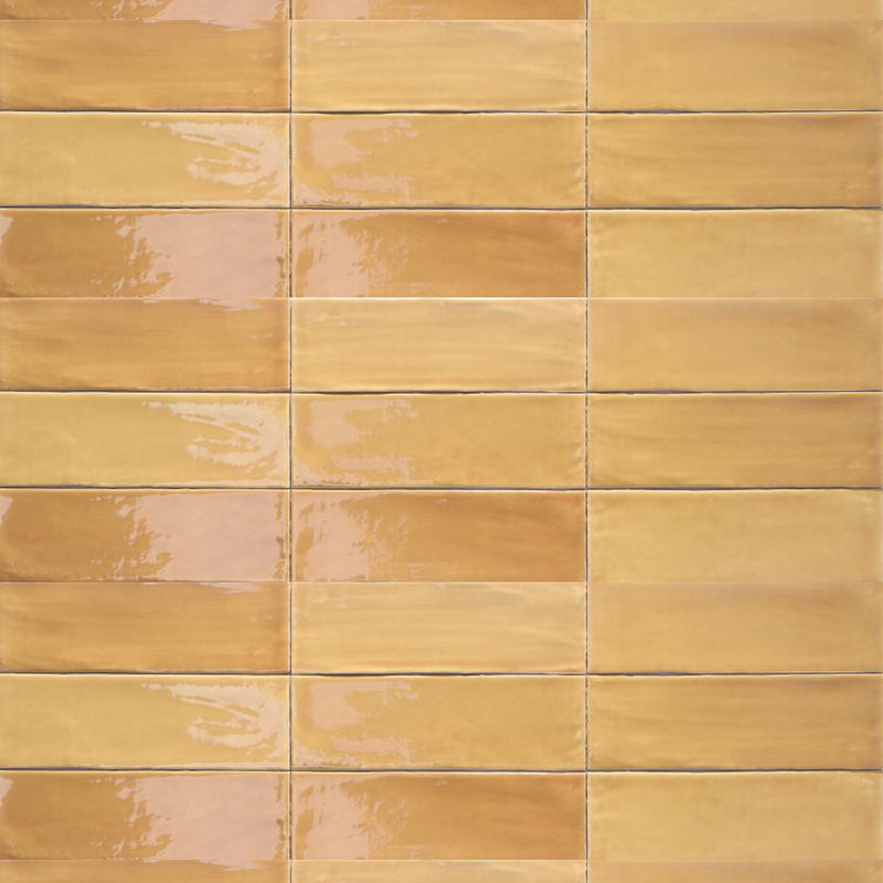 Tabarca Wall Tile - Wall Mount - 9.1 x 3" Ceramic/Gloss Honey