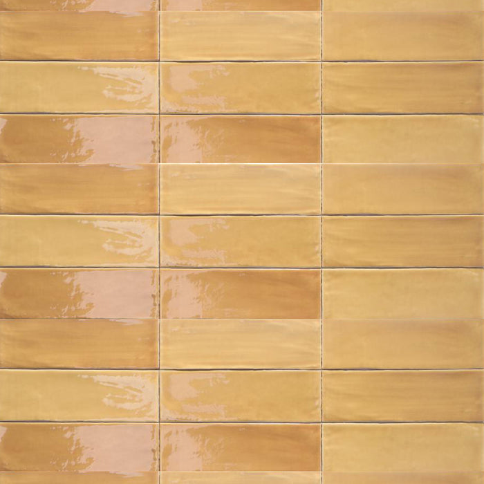 Tabarca Wall Tile - Wall Mount - 9.1 x 3" Ceramic/Gloss Honey - Piece : 0.19 SqFt = $ 6.50 / Box: 5.2 Sqft = $ 34.00 - Pieces Per Box: 28 Units