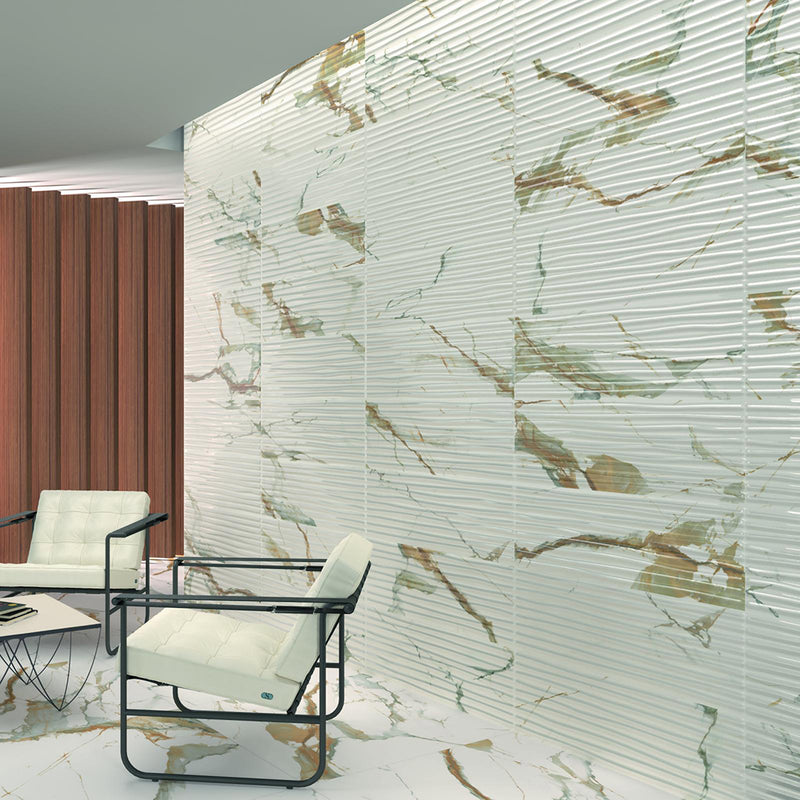 Theia Talasa Wall Tile - Wall Mount - 35.4 x 11.8" Ceramic/Marble