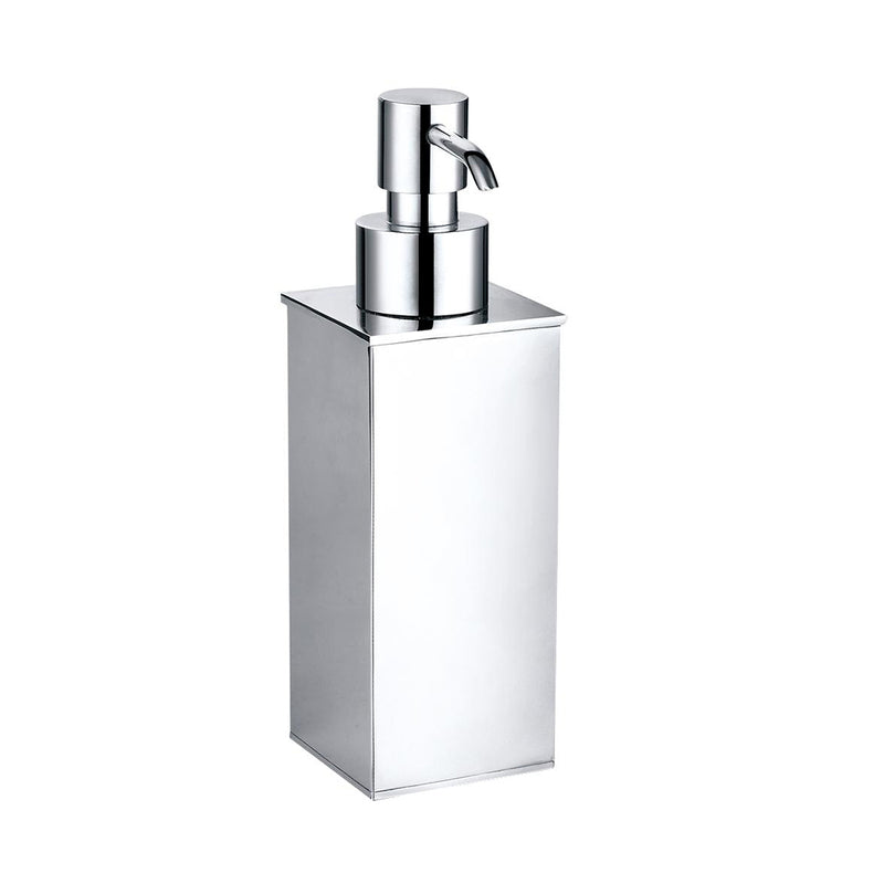 Cubic Soap Dispenser - Free Standing - 7" Brass/Polished Chrome