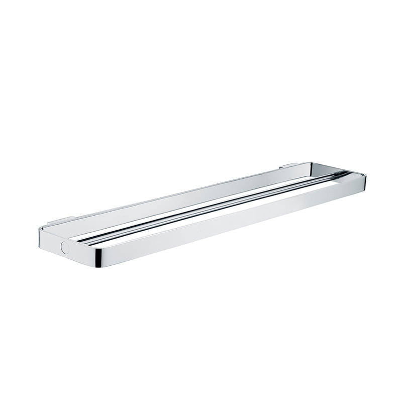 Flat Double Towel Bar - Wall Mount - 24" Brass/Polished Chrome