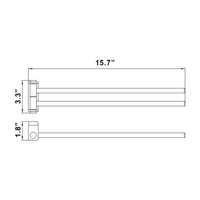 Flat Double Towel Bar - Wall Mount - 16" Brass/Polished Chrome