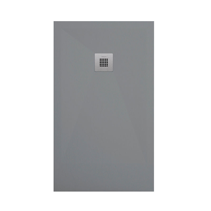 Stone Plus Slate-Textured Shower Tray with Offset Drain - Floor Mount - 60 x 30" Resin/Gel Coat/Medium Gray