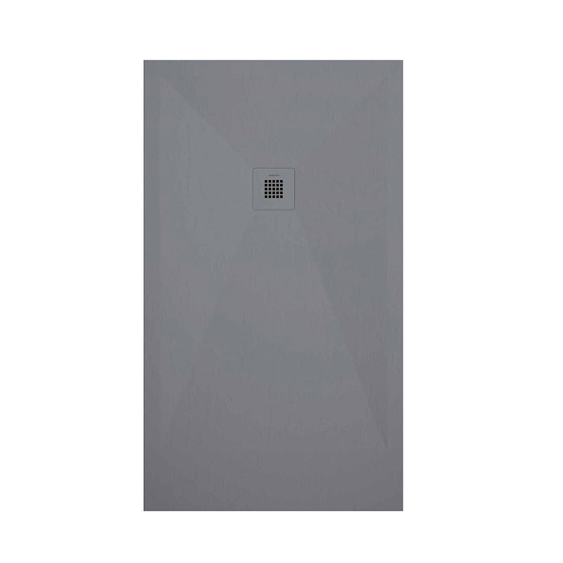 Stone Plus Slate-Textured Shower Tray with Offset Drain - Floor Mount - 60 x 30" Resin/Gel Coat/Medium Gray